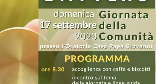 “QUELLO CHE CONTA DAVVERO” sarà il tema della Giornata della Comunità di domenica 17 settembre 2023