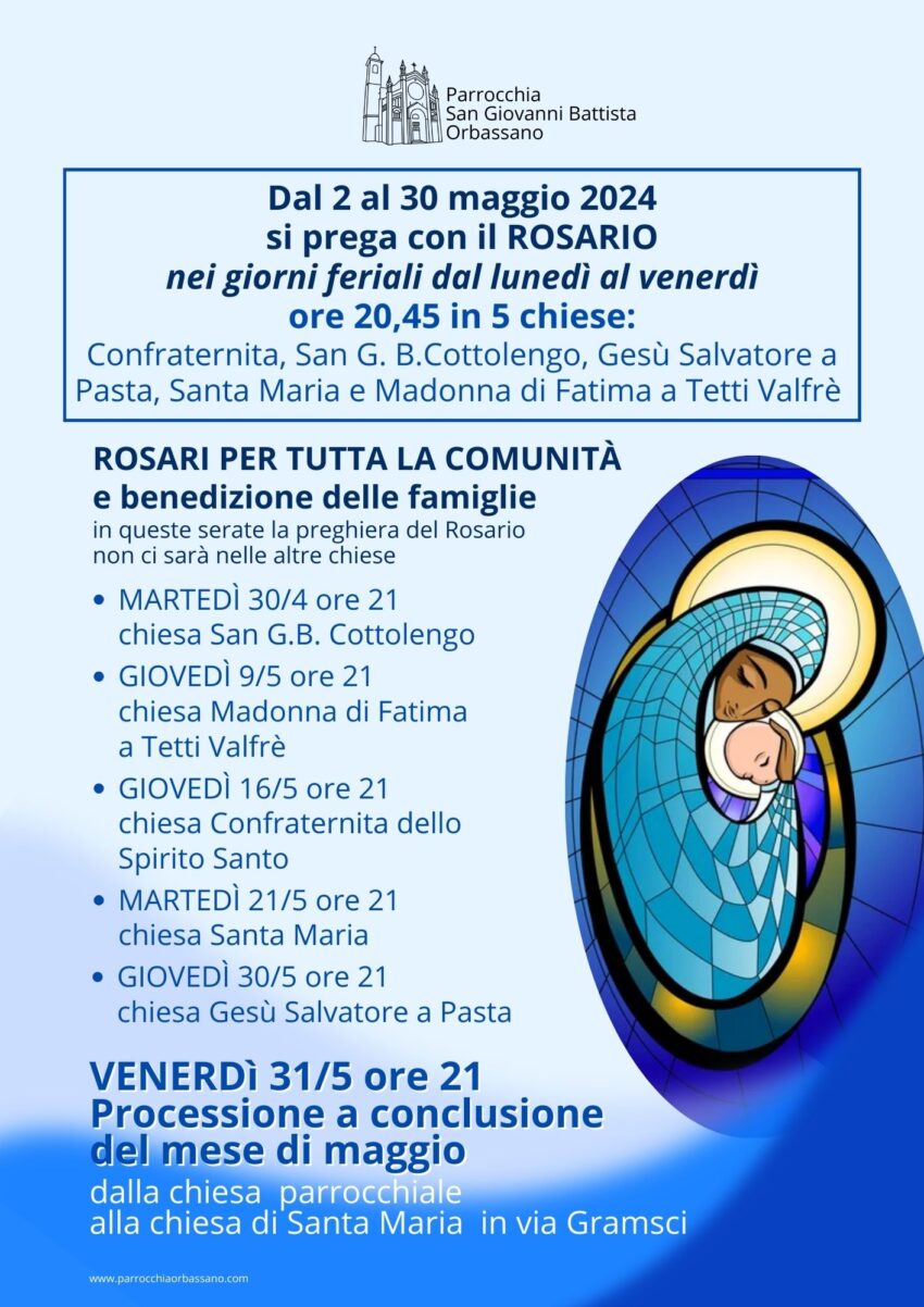 Maggio 2024 Rosario e processione Parrocchia San Giovanni Battista Orbassano