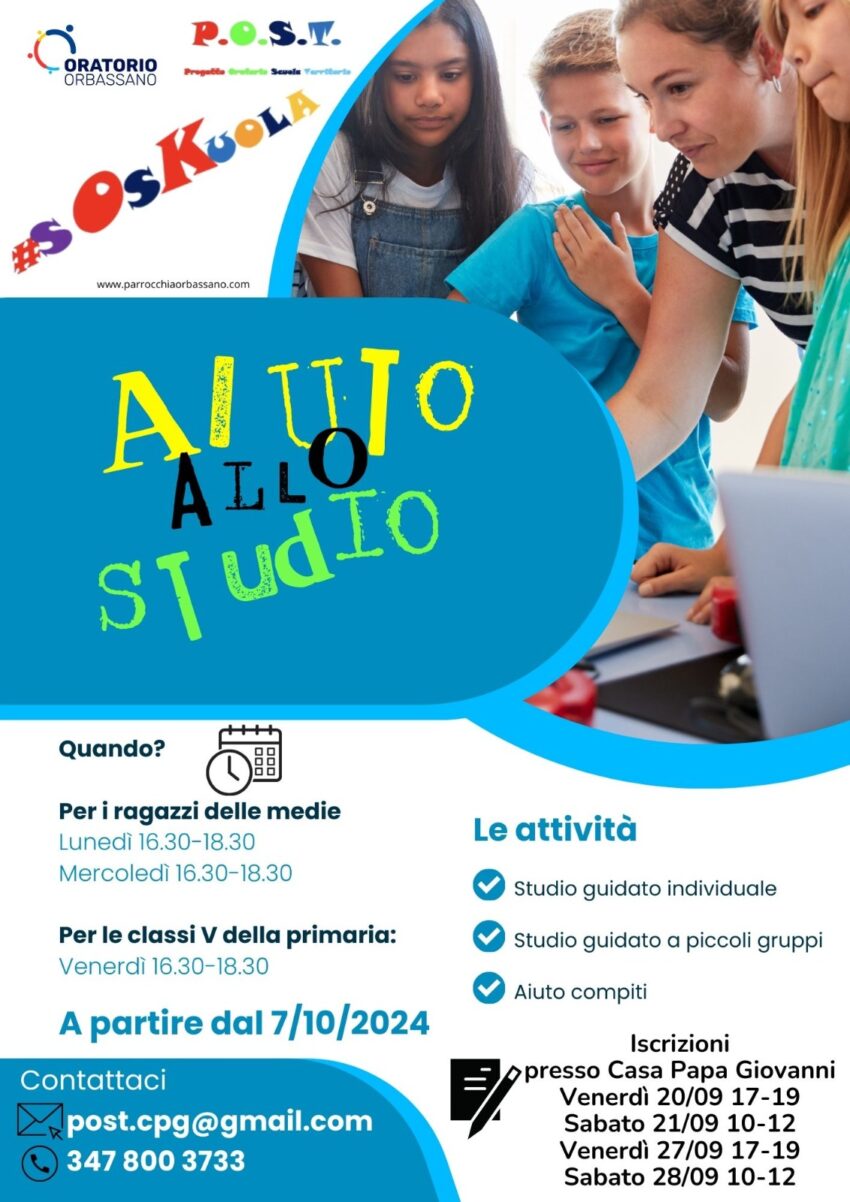 Doposcuola 2024 - Oratorio Orbassano - Parrocchia San Giovanni Battista Orbassano