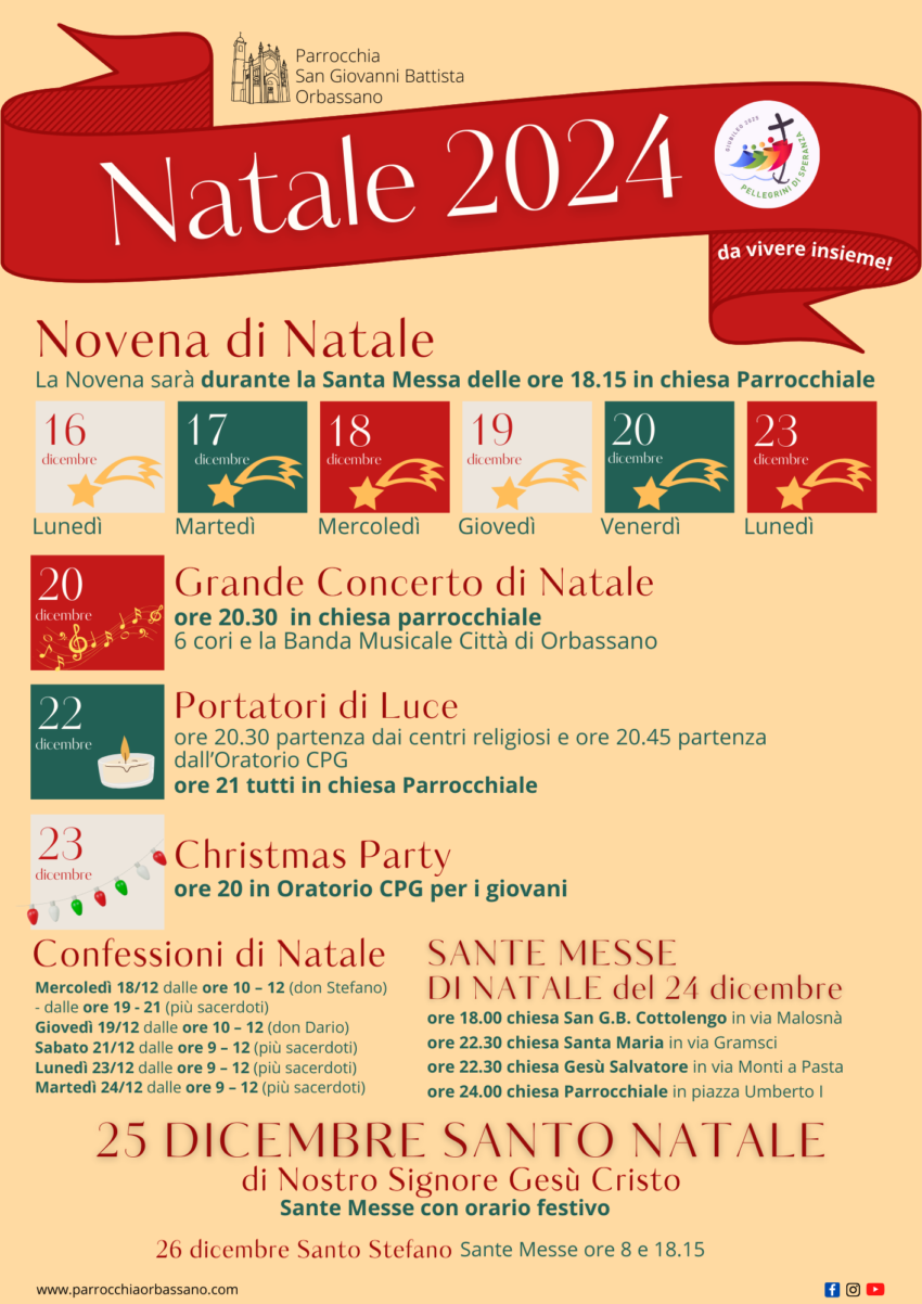 Natale 2024 - Calendario Parrocchia San Giovanni Battista Orbassano