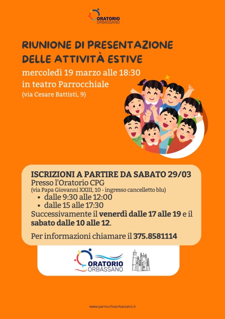 Riunione presentazione Estate in Oratorio 2025 a Orbassano